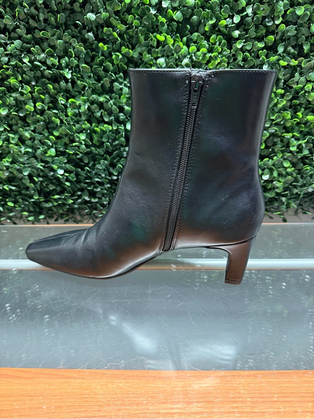 a new day Black Pointed Toe Leather Ankle Boots - Picture 7 of 9